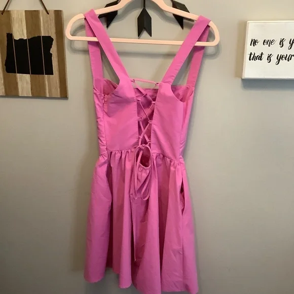 Free People Pink Sundress with Square Neck and Thick Straps - Picture 3 of 5